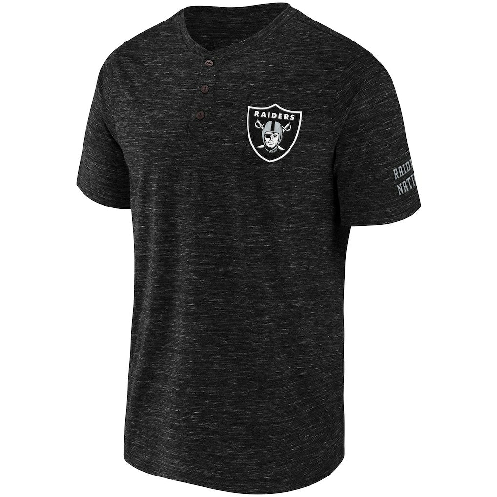 Las Vegas Raiders NFL x Darius Rucker Collection Slub Henley T-Shirt - Black T-shirts