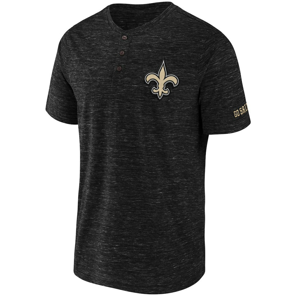New Orleans Saints NFL x Darius Rucker Collection Slub Henley T-Shirt - Black T-shirts
