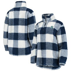Seattle Kraken G-III 4Her by Carl Banks Women's Plaid Sherpa Quarter-Zip Jacket - Deep Sea Blue/White | US 4288009