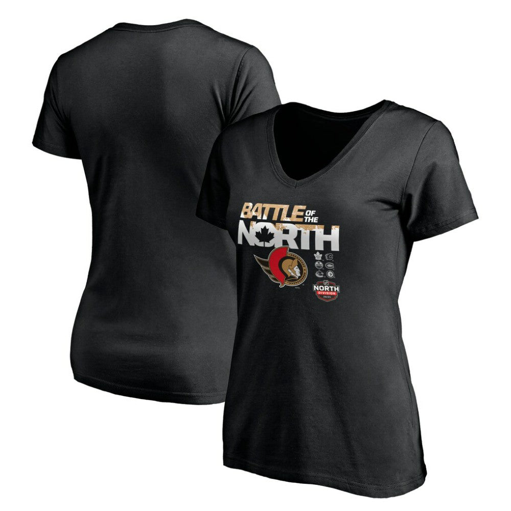Ottawa Senators Women's Battle of the North V-Neck T-Shirt - Black | US 4292592
