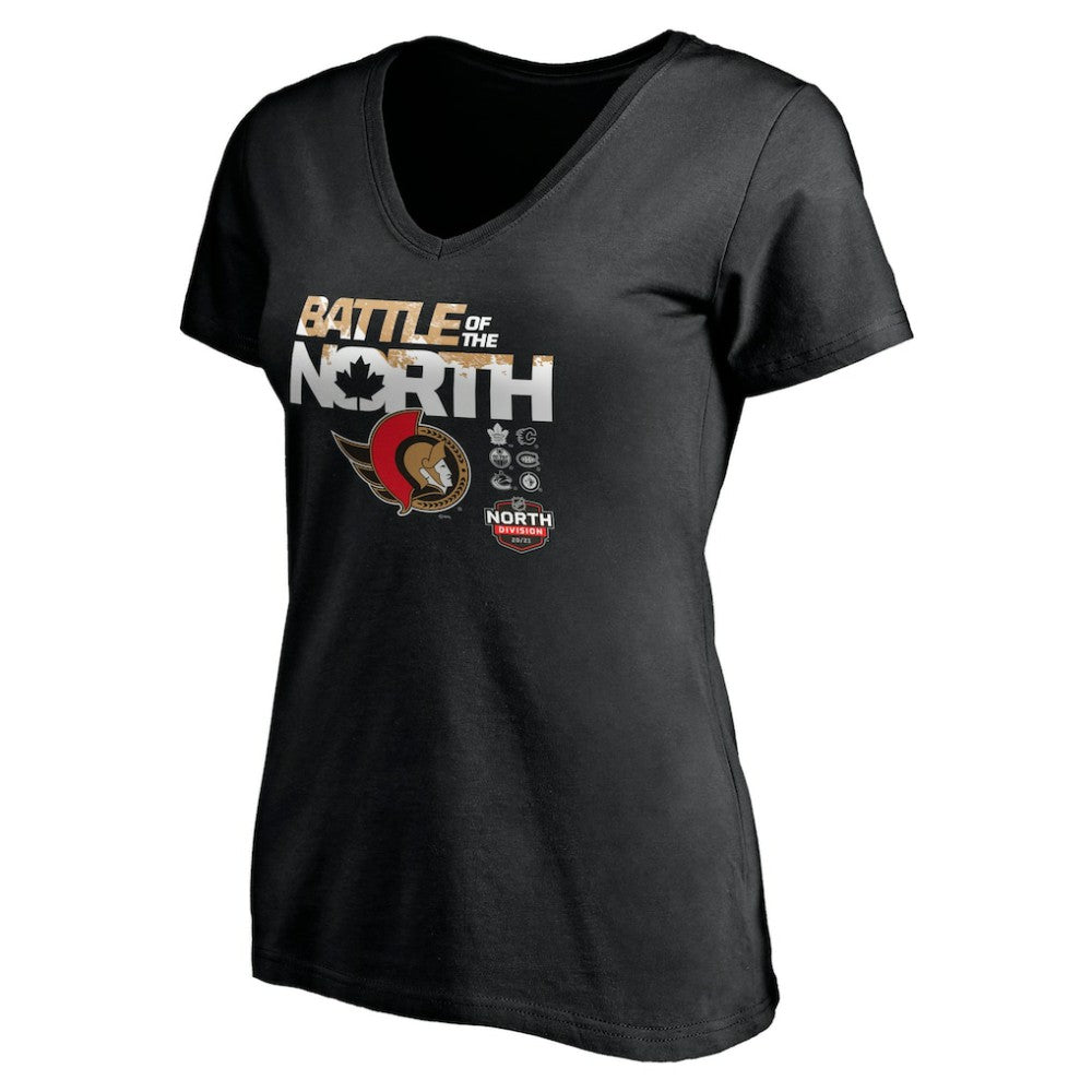 Ottawa Senators Women's Battle of the North V-Neck T-Shirt - Black | US 4292592