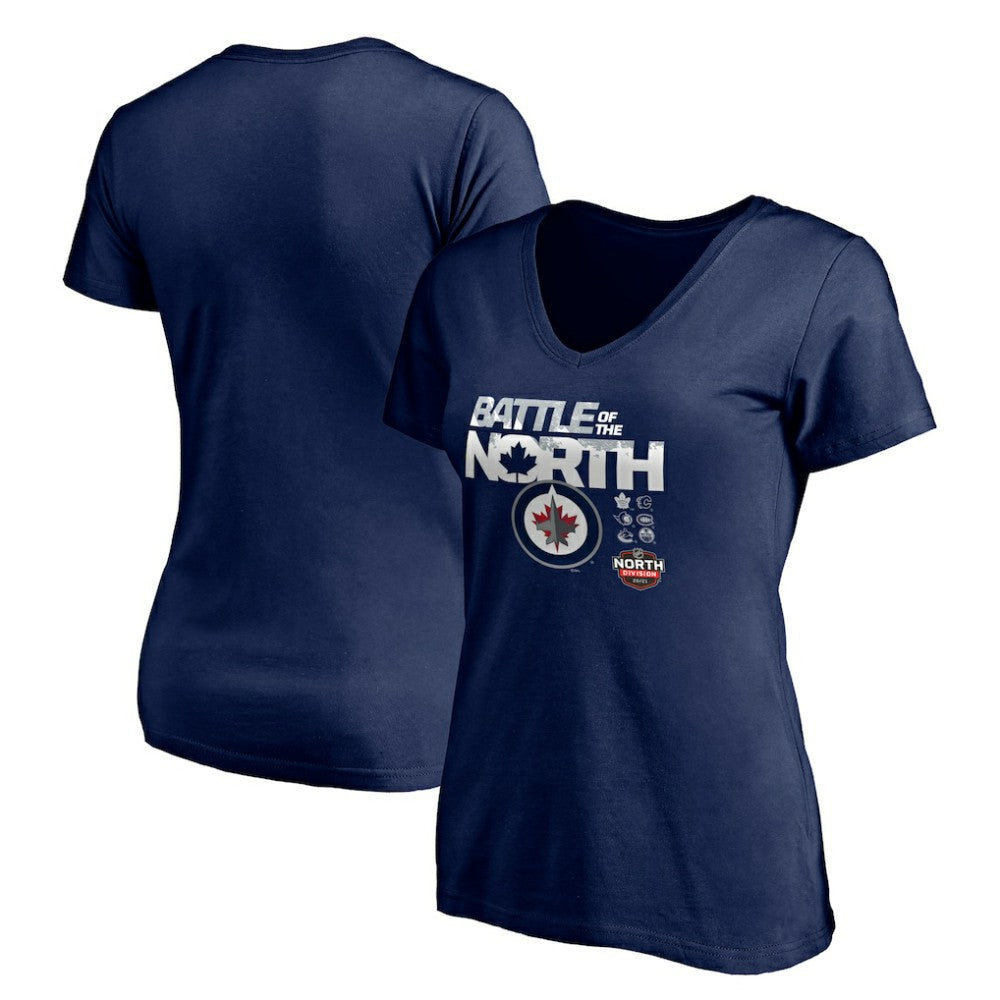 Winnipeg Jets Women's Battle of the North V-Neck T-Shirt - Navy | US 4292598