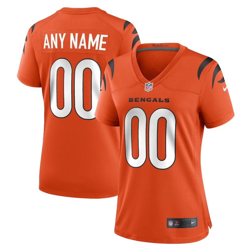 Cincinnati Bengals Women's Alternate Game Custom Jersey - Orange Jerseys