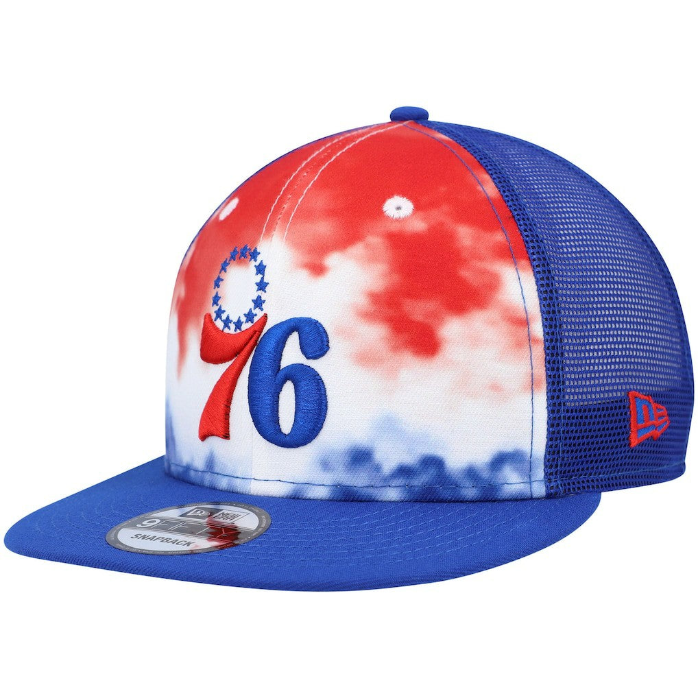 Philadelphia 76ers Hazy Trucker 9FIFTY Snapback Hat Royal - New Era