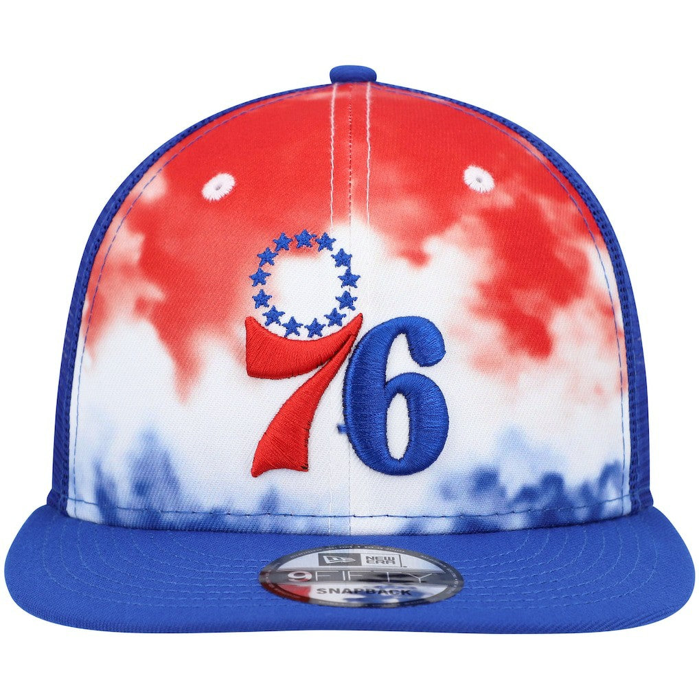 Philadelphia 76ers Hazy Trucker 9FIFTY Snapback Hat Royal - New Era