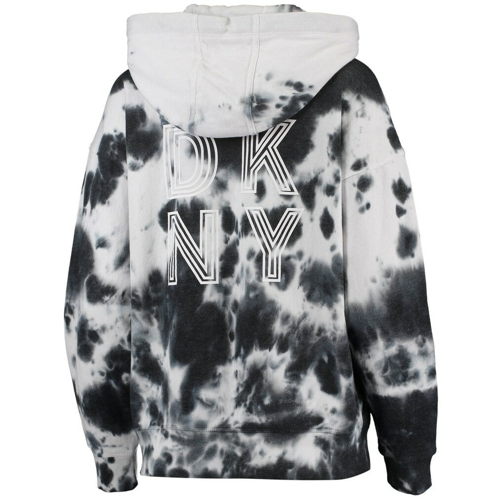 Minnesota Vikings DKNY Sport Women's Dakota Oversized Tie-Dye Half-Zip Hoodie - White/Black Hoodies