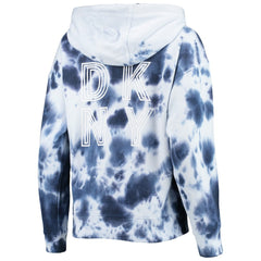 New England Patriots DKNY Sport Women's Dakota Oversized Tie-Dye Half-Zip Hoodie - White/Navy Hoodies