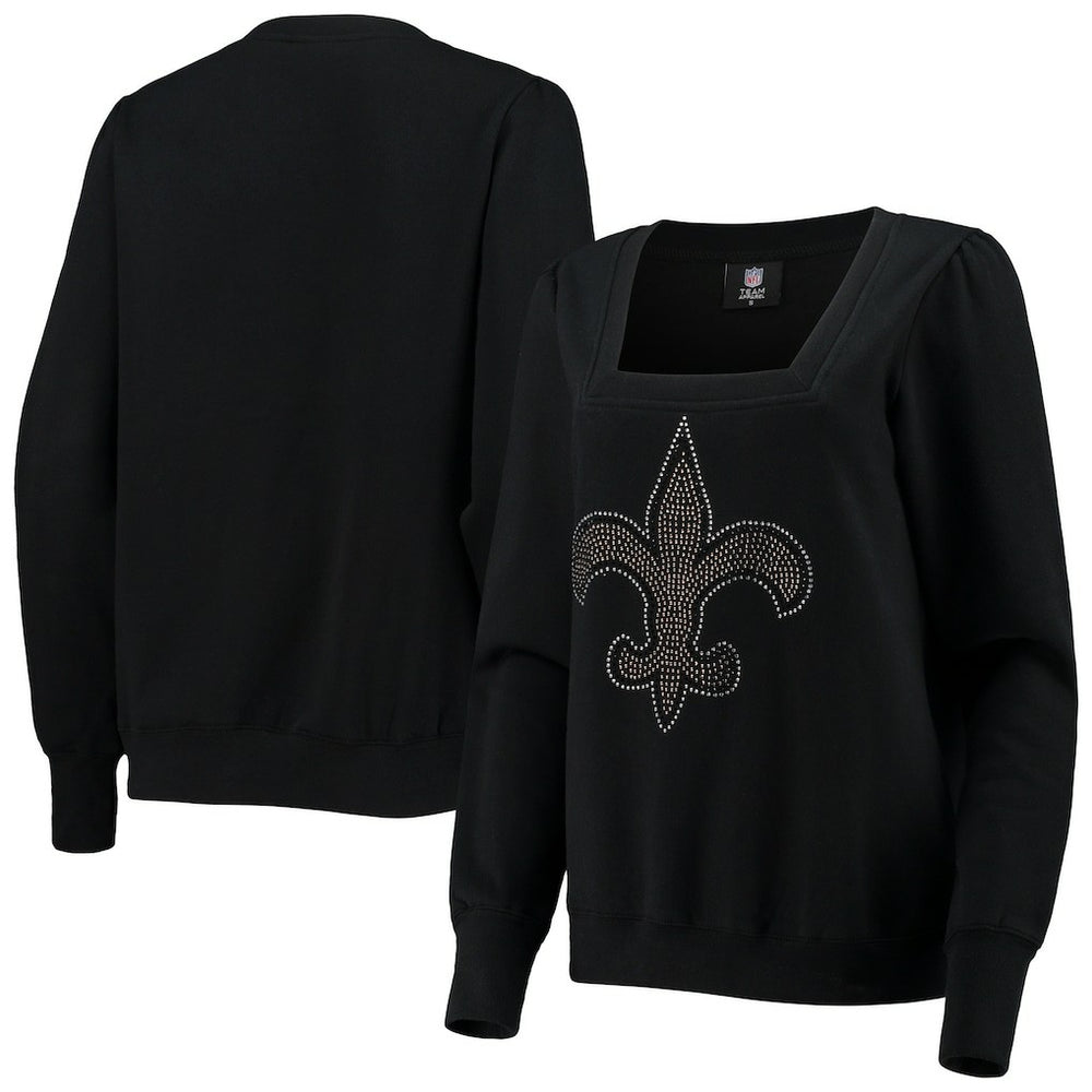 New Orleans Saints Cuce Women's Winners Square Neck Pullover Sweatshirt - Black Pullover
