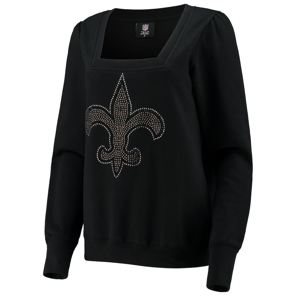 New Orleans Saints Cuce Women's Winners Square Neck Pullover Sweatshirt - Black Pullover