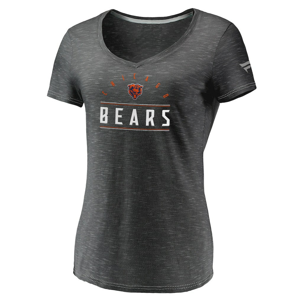Chicago Bears Women's League Leader Space Dye V-Neck T-Shirt - Charcoal T-shirts