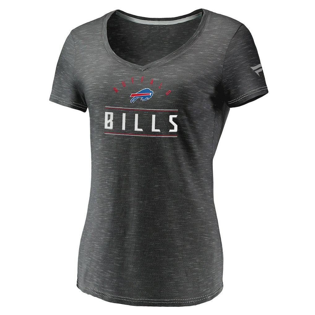Buffalo Bills Women's League Leader Space Dye V-Neck T-Shirt - Charcoal T-shirts