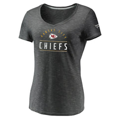 Kansas City Chiefs Women's League Leader Space Dye V-Neck T-Shirt - Charcoal T-shirts
