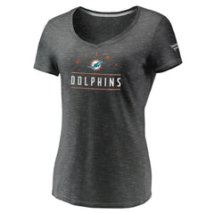 Miami Dolphins Women's League Leader Space Dye V-Neck T-Shirt - Charcoal T-shirts