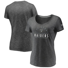 Las Vegas Raiders Women's League Leader Space Dye V-Neck T-Shirt - Charcoal T-shirts
