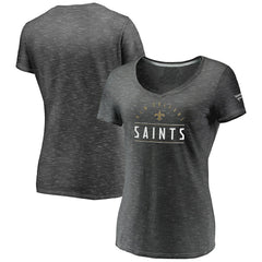 New Orleans Saints Women's League Leader Space Dye V-Neck T-Shirt - Charcoal T-shirts