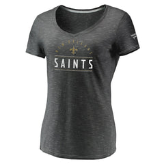New Orleans Saints Women's League Leader Space Dye V-Neck T-Shirt - Charcoal T-shirts