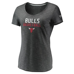 Chicago Bulls Women's Double-Fade Space-Dye V-Neck T-Shirt Charcoal - Fanatics