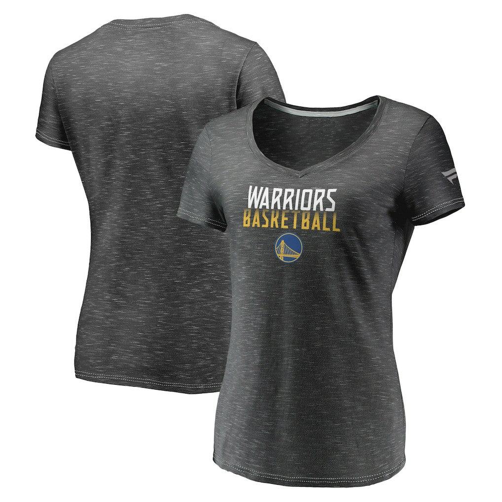 Golden State Warriors Women's Double-Fade Space-Dye V-Neck T-Shirt Charcoal - Fanatics