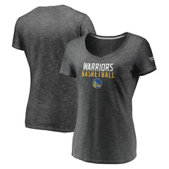 Golden State Warriors Women's Double-Fade Space-Dye V-Neck T-Shirt Charcoal - Fanatics