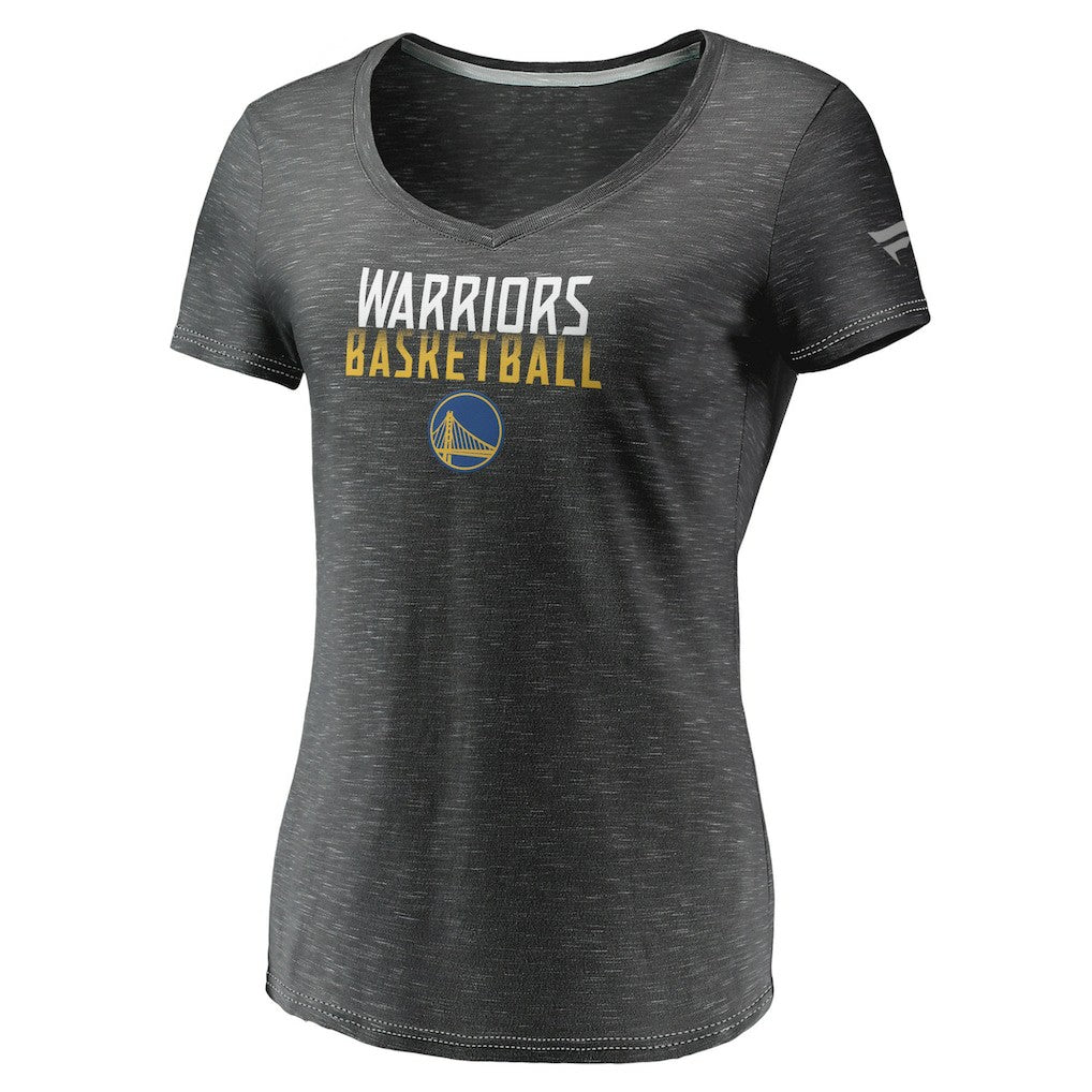Golden State Warriors Women's Double-Fade Space-Dye V-Neck T-Shirt Charcoal - Fanatics
