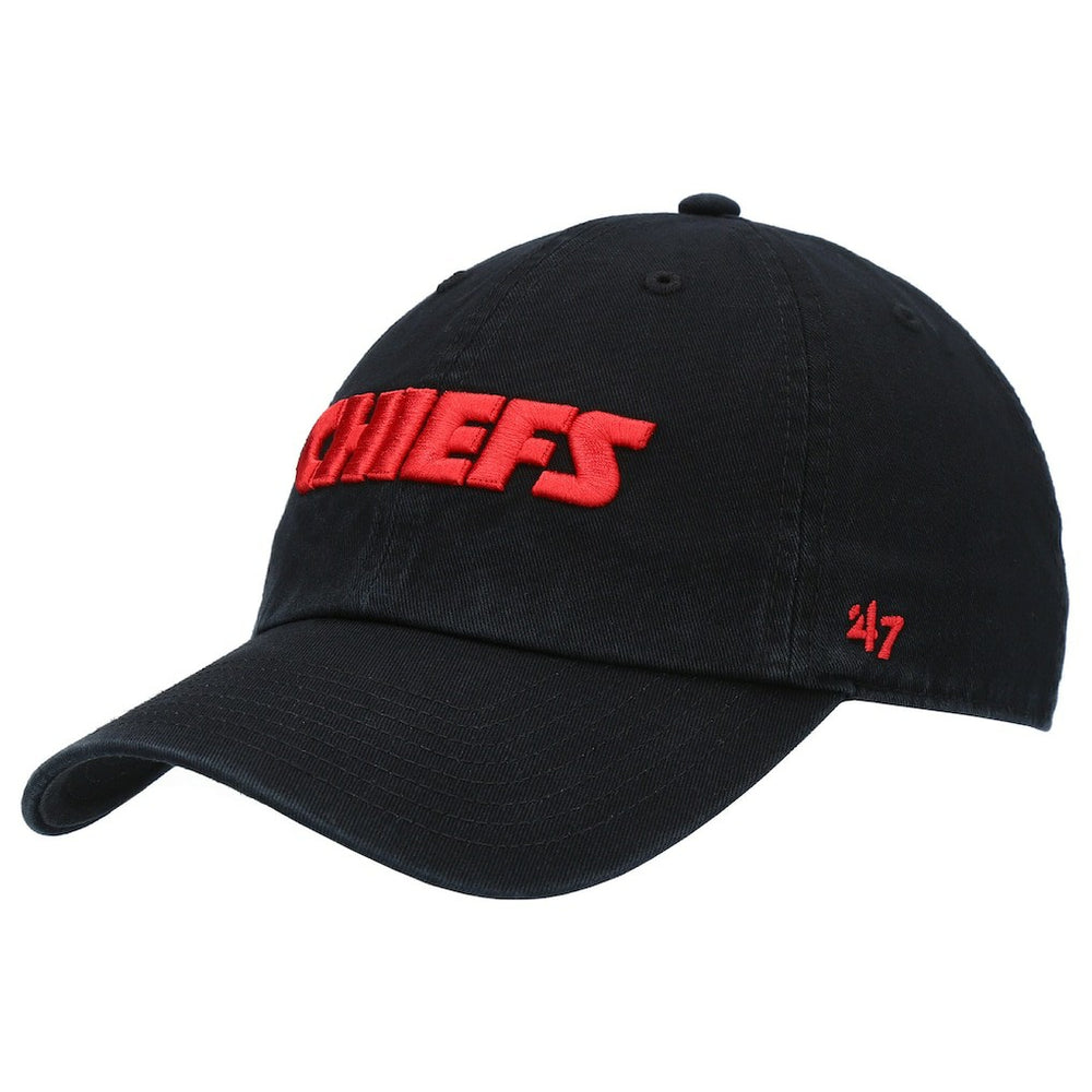 Kansas City Chiefs '47 Clean Up Script Adjustable Hat - Black Hats