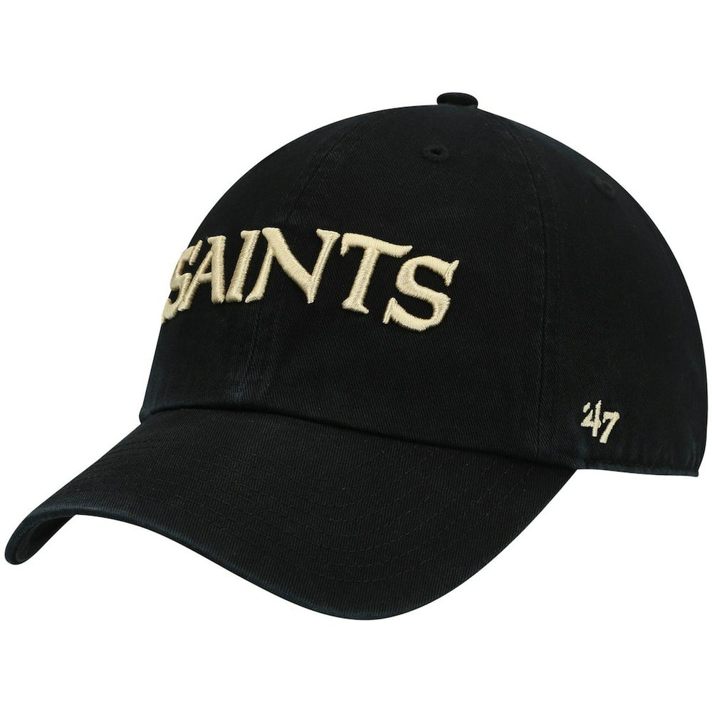 New Orleans Saints '47 Clean Up Script Adjustable Hat - Black Hats