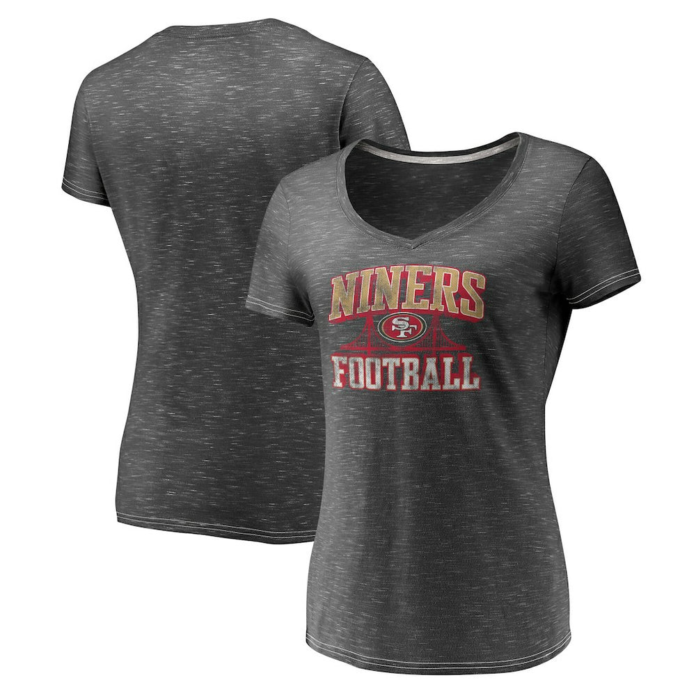 San Francisco 49ers Women's Hometown Space-Dye V-Neck T-Shirt - Heathered Charcoal T-shirts