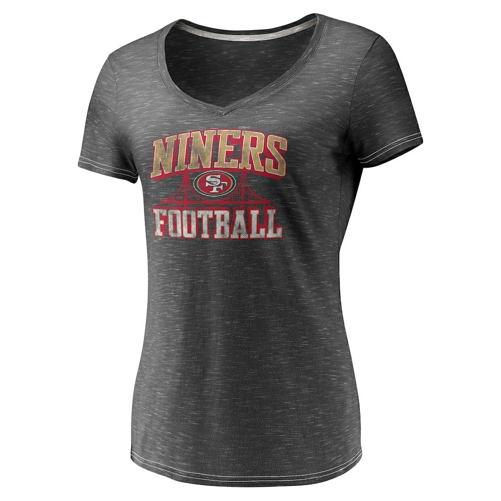San Francisco 49ers Women's Hometown Space-Dye V-Neck T-Shirt - Heathered Charcoal T-shirts