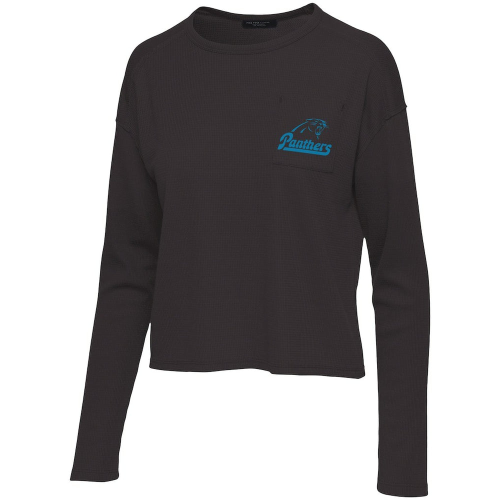 Carolina Panthers Junk Food Women's Pocket Thermal Long Sleeve T-Shirt - Black T-shirts