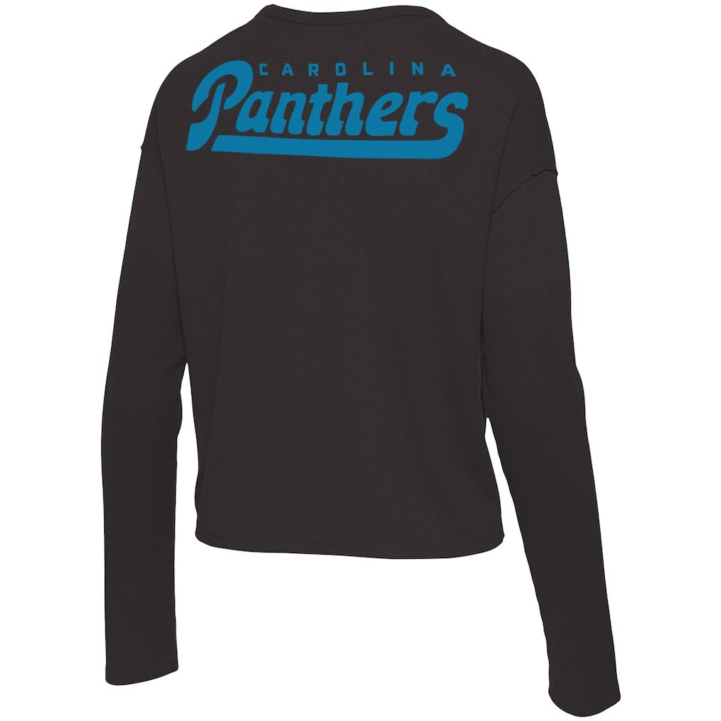 Carolina Panthers Junk Food Women's Pocket Thermal Long Sleeve T-Shirt - Black T-shirts