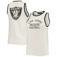 Las Vegas Raiders Junk Food Women's Throwback Pop Binding Scoop Neck Tank Top - White/Black Tops