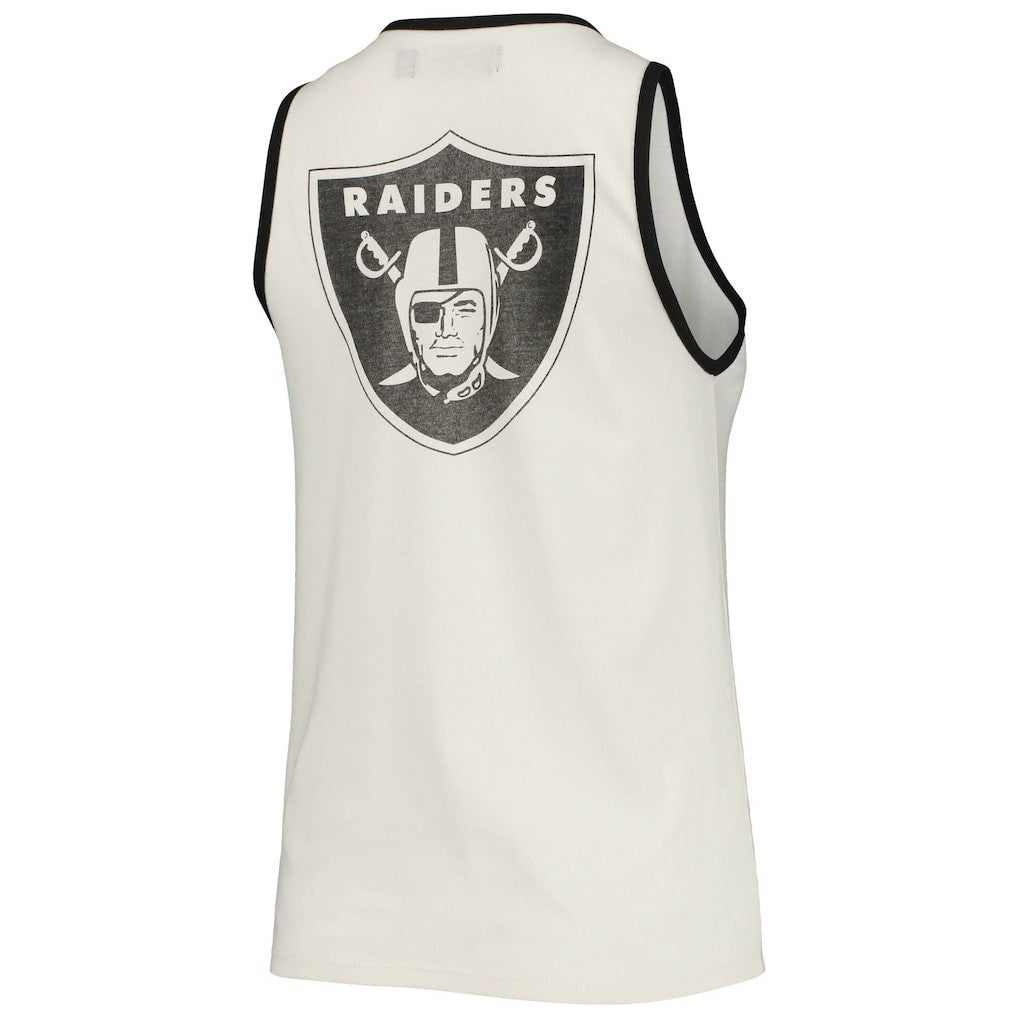 Las Vegas Raiders Junk Food Women's Throwback Pop Binding Scoop Neck Tank Top - White/Black Tops