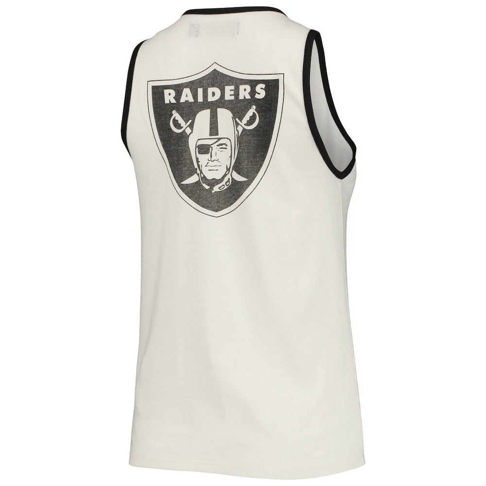 Las Vegas Raiders Junk Food Women's Throwback Pop Binding Scoop Neck Tank Top - White/Black Tops