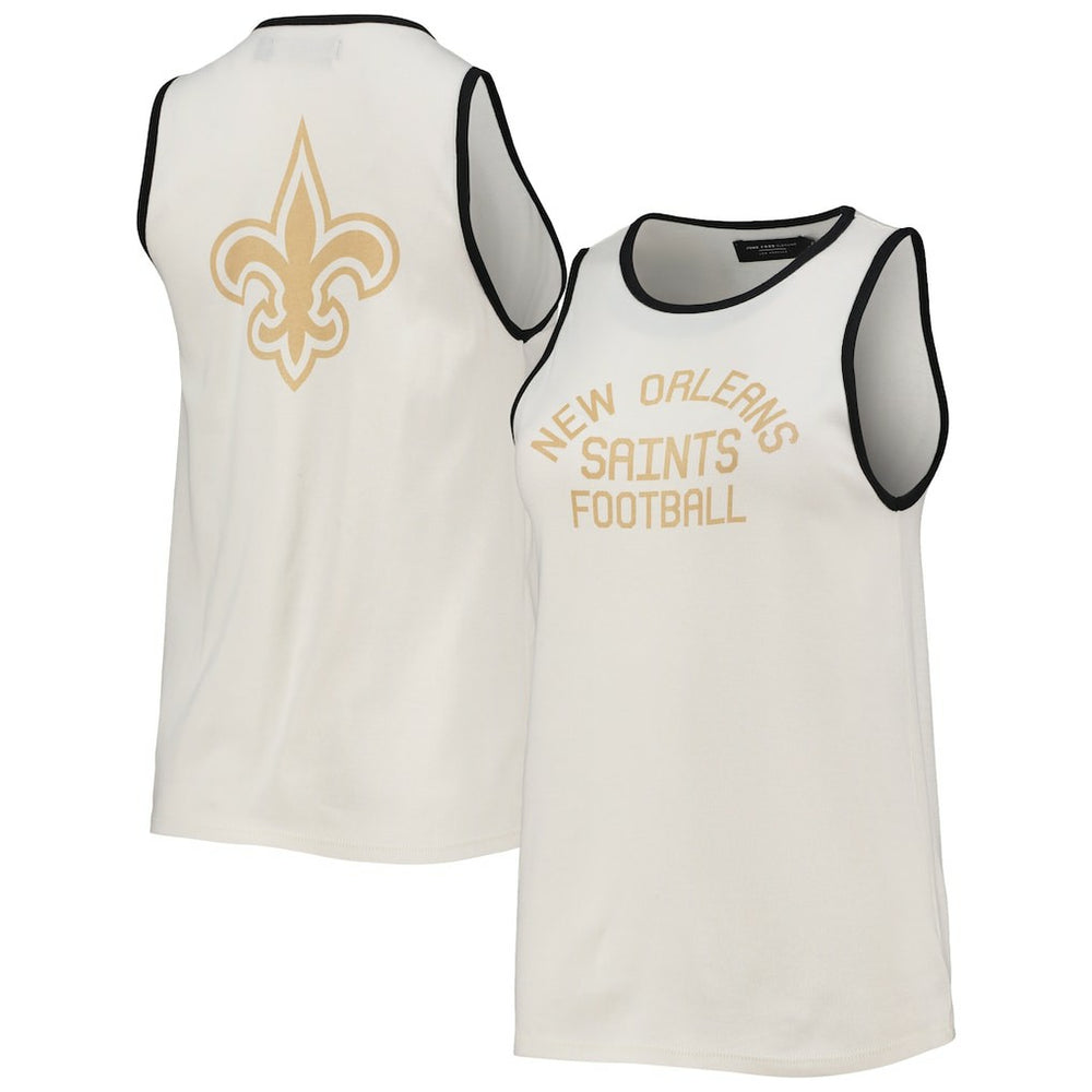 New Orleans Saints Junk Food Women's Throwback Pop Binding Scoop Neck Tank Top - White/Black Tops