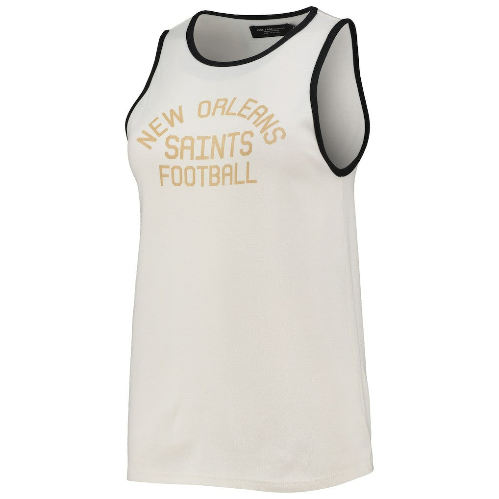New Orleans Saints Junk Food Women's Throwback Pop Binding Scoop Neck Tank Top - White/Black Tops
