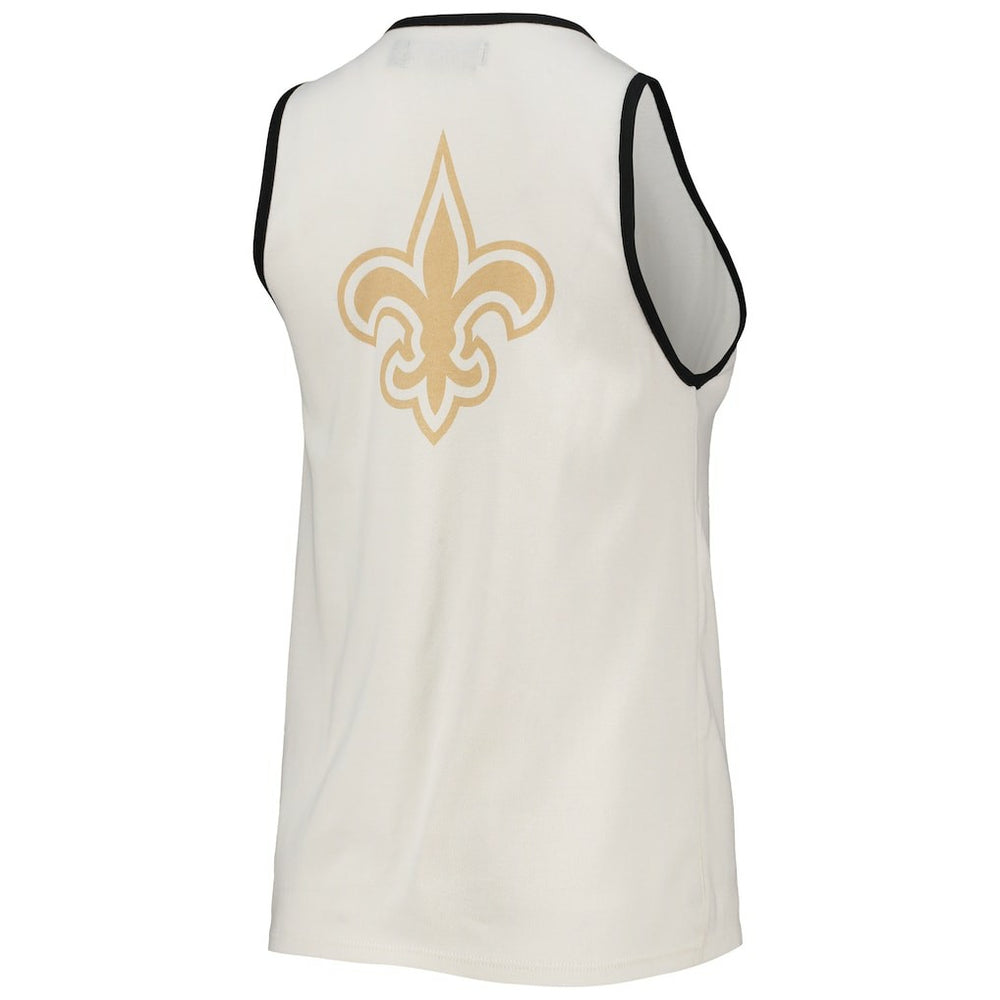 New Orleans Saints Junk Food Women's Throwback Pop Binding Scoop Neck Tank Top - White/Black Tops