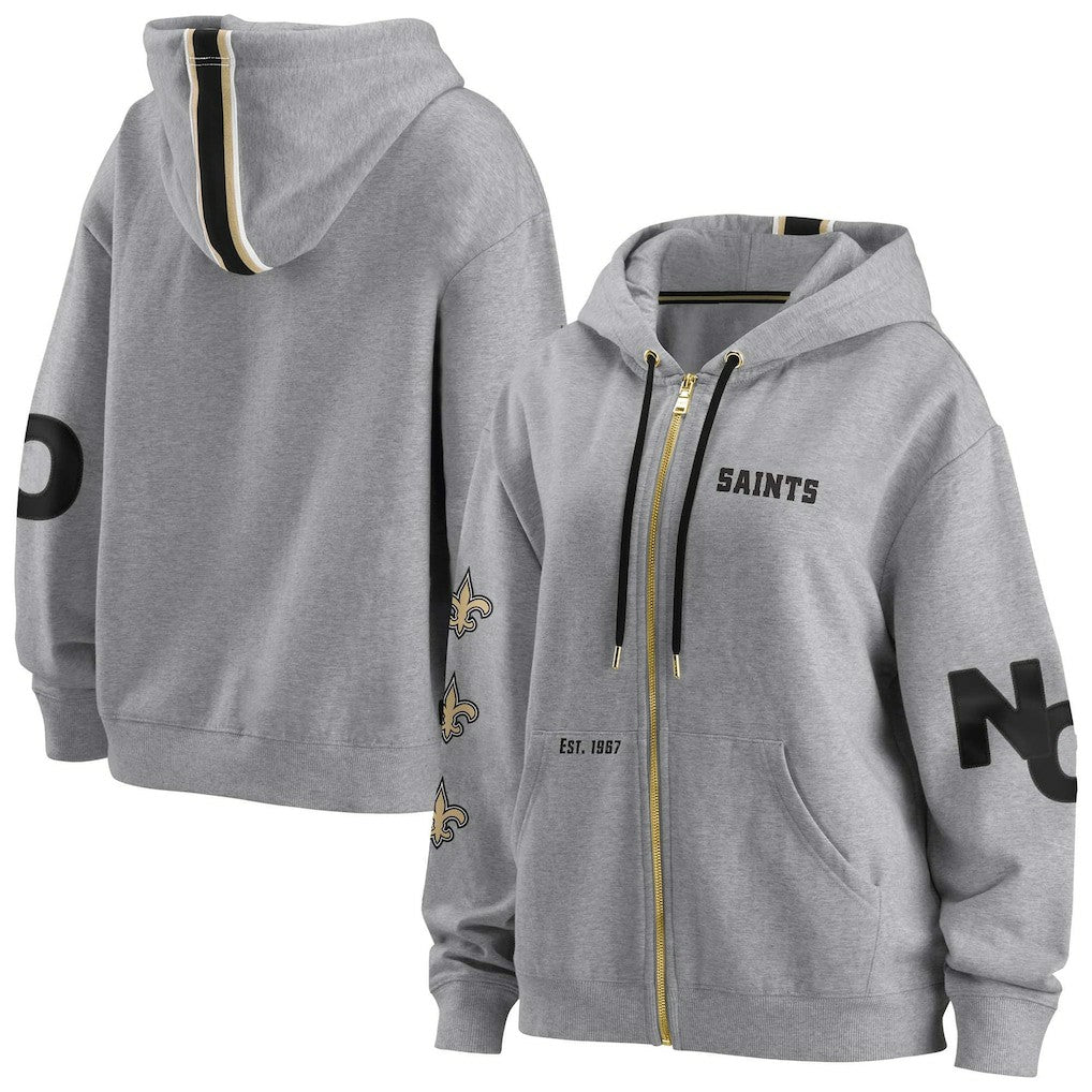 New Orleans Saints WEAR by Erin Andrews Women's Full-Zip Hoodie - Gray Hoodies