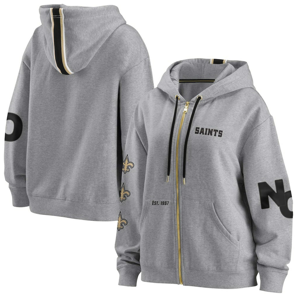 New Orleans Saints WEAR by Erin Andrews Women's Full-Zip Hoodie - Gray Hoodies
