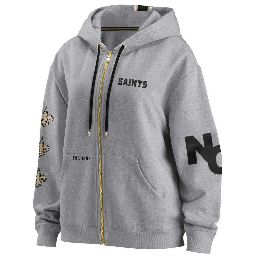 New Orleans Saints WEAR by Erin Andrews Women's Full-Zip Hoodie - Gray Hoodies