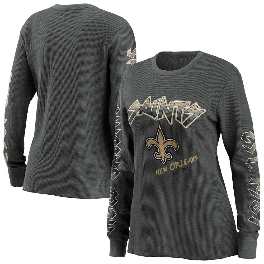 New Orleans Saints WEAR by Erin Andrews Women's Long Sleeve Thermal T-Shirt - Gray T-shirts