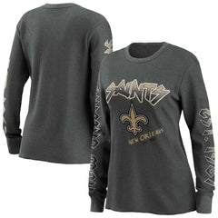 New Orleans Saints WEAR by Erin Andrews Women's Long Sleeve Thermal T-Shirt - Gray T-shirts