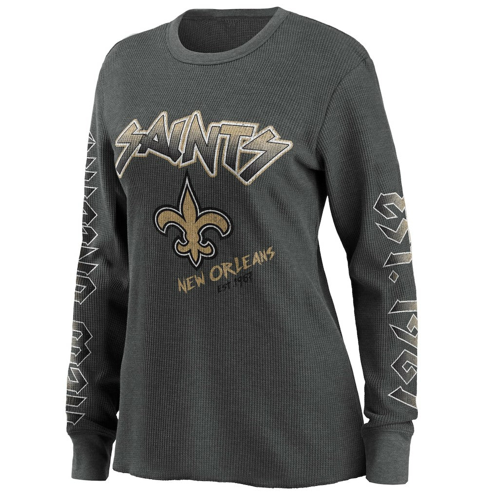New Orleans Saints WEAR by Erin Andrews Women's Long Sleeve Thermal T-Shirt - Gray T-shirts