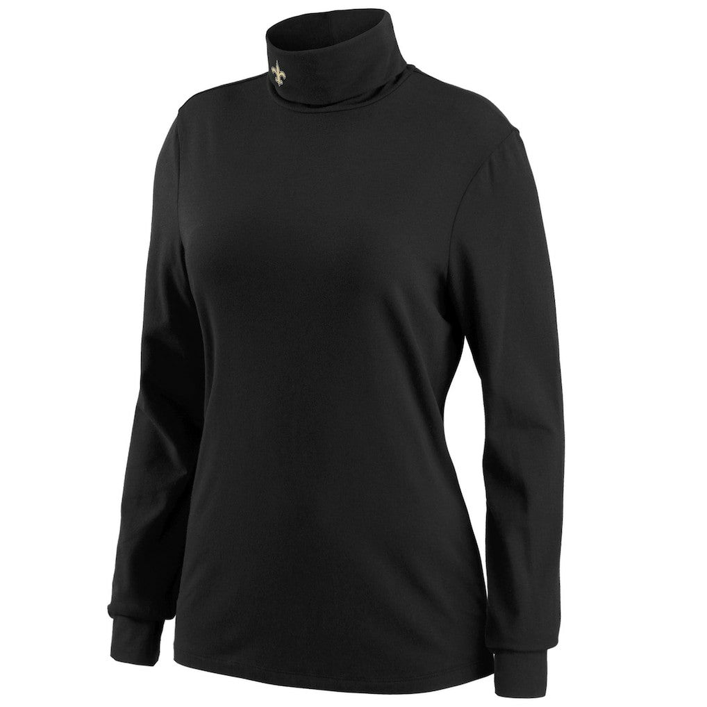 New Orleans Saints WEAR by Erin Andrews Women's Long Sleeve Tri-Blend Turtleneck T-Shirt - Black T-shirts