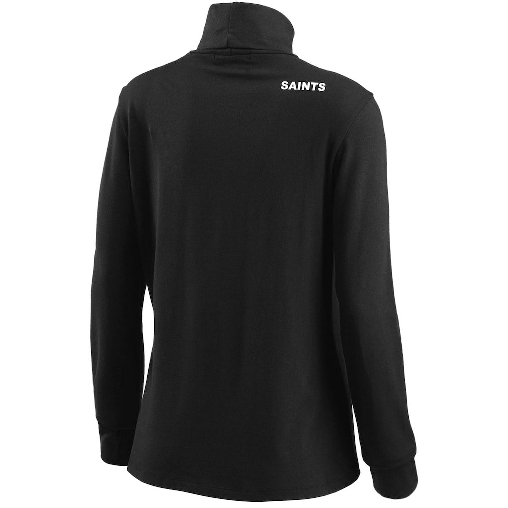 New Orleans Saints WEAR by Erin Andrews Women's Long Sleeve Tri-Blend Turtleneck T-Shirt - Black T-shirts