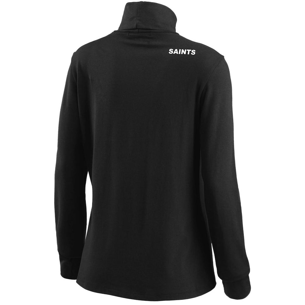 New Orleans Saints WEAR by Erin Andrews Women's Long Sleeve Tri-Blend Turtleneck T-Shirt - Black T-shirts