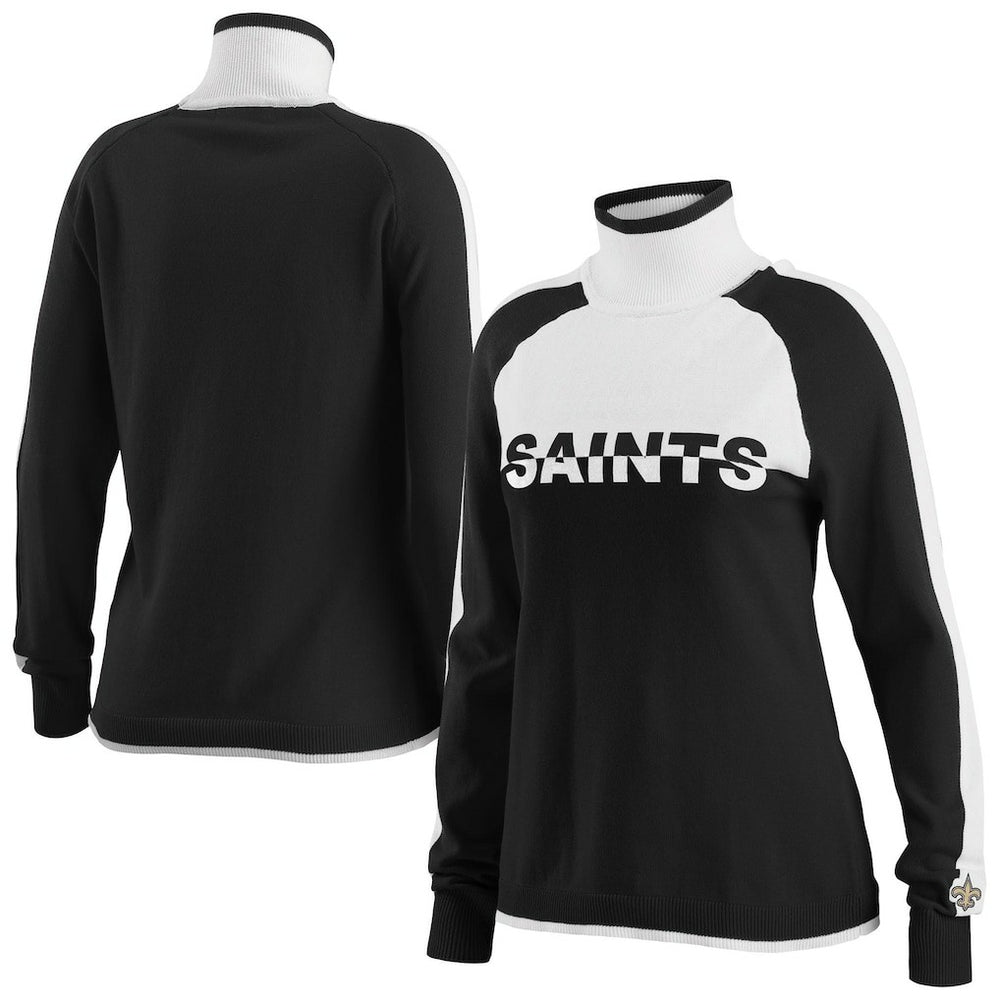 New Orleans Saints WEAR by Erin Andrews Women's Ski Raglan Pullover Sweater - Black Pullover