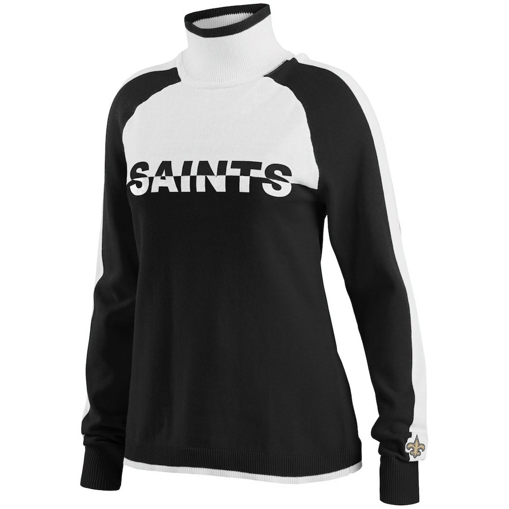 New Orleans Saints WEAR by Erin Andrews Women's Ski Raglan Pullover Sweater - Black Pullover