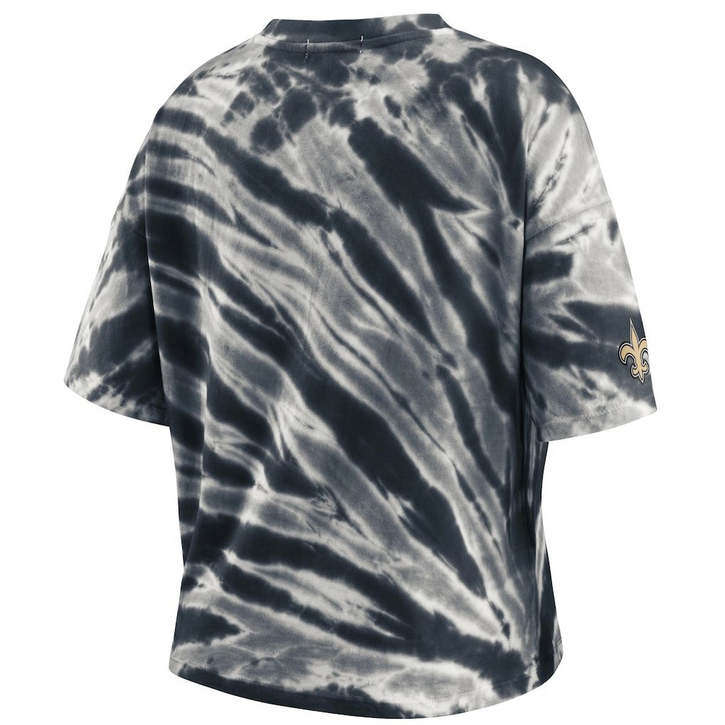 New Orleans Saints WEAR by Erin Andrews Women's Tie-Dye T-Shirt - Black T-shirts