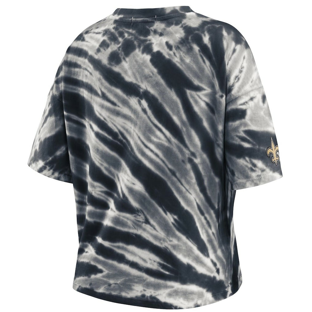 New Orleans Saints WEAR by Erin Andrews Women's Tie-Dye T-Shirt - Black T-shirts