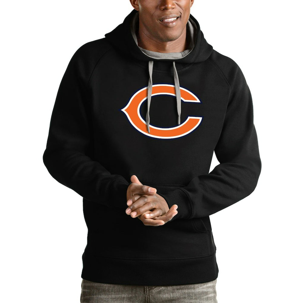 Chicago Bears Antigua Victory Pullover Hoodie - Black Hoodies